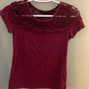Maroon shirt lace top